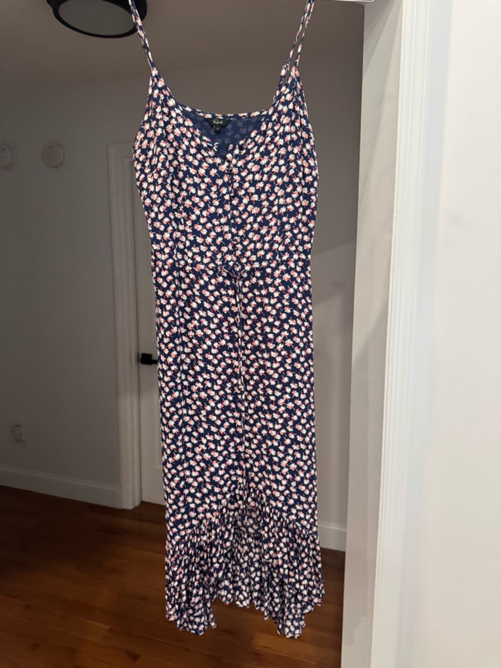 Rails Navy Floral Button-Front Blouse with Pink Accents